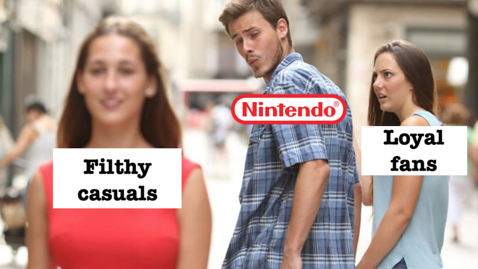 Bait and switch nintendo blue ocean strategy guy looking back meme