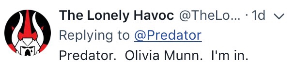 The Lonely Havoc reaction to Olivia Munn being in predator