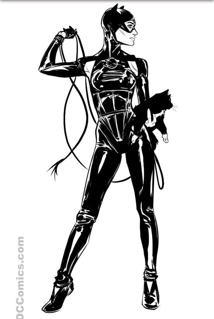 Catwoman DC Comis holding cat