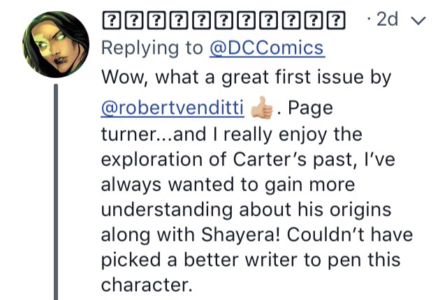 ???????????'s reaction to the relaunch of Hawkman