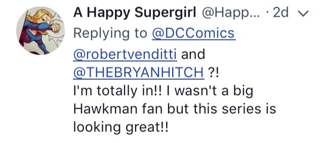 A Happy Supergirl's reaction to Hawkman