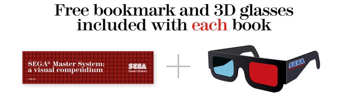 free bookmarks and 3D glasses with every SEGA book purchase ad