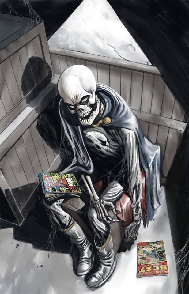 Public Domain Skeleton with comics Indiegogo Comic Page Sample