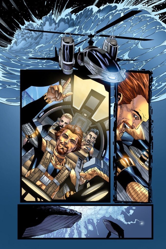 Graveyard Shift Comic Sample Page No. 2 Helicopter over Water Scene