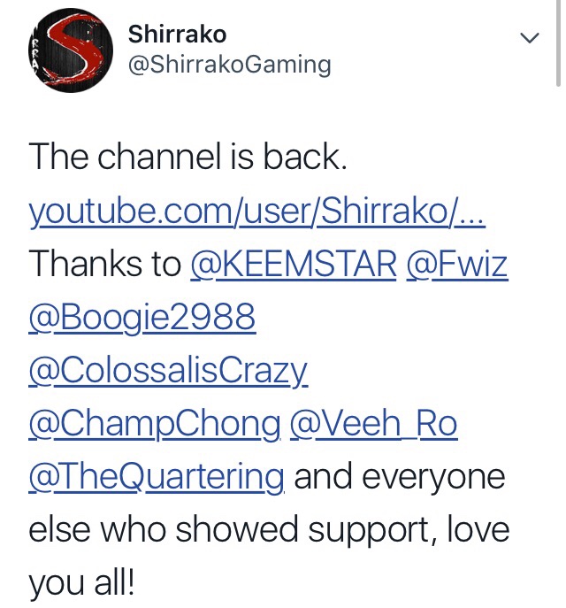 Shirrako's gratitude towards everyone's support