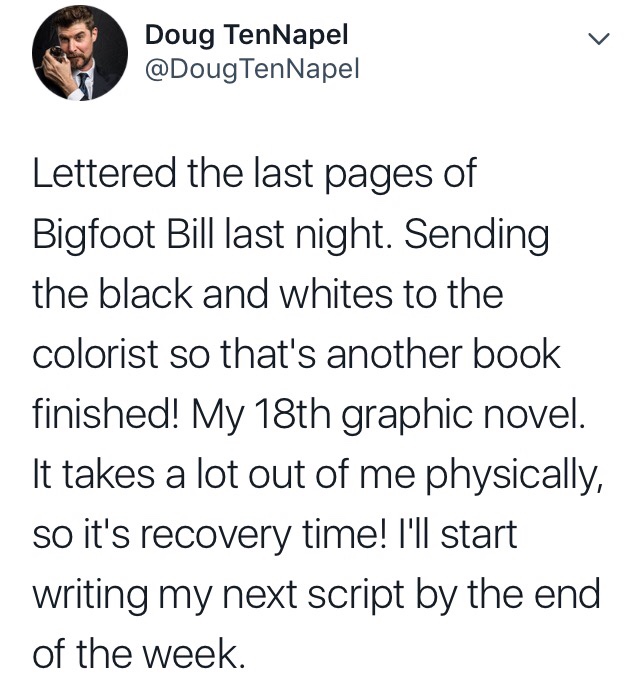 Doug TenNapel announces Bigfoot Bill is finished