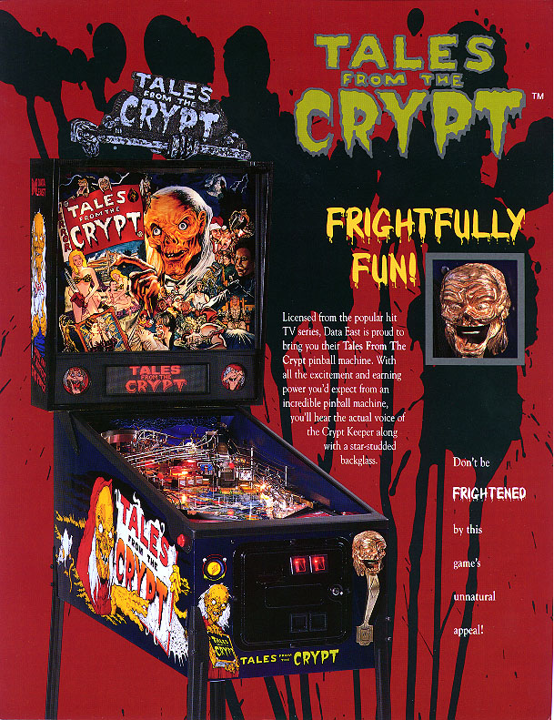 Flyer artwork for Data East's 1993 Tales from the Crypt pinball machine, featuring the Crypt Keeper.